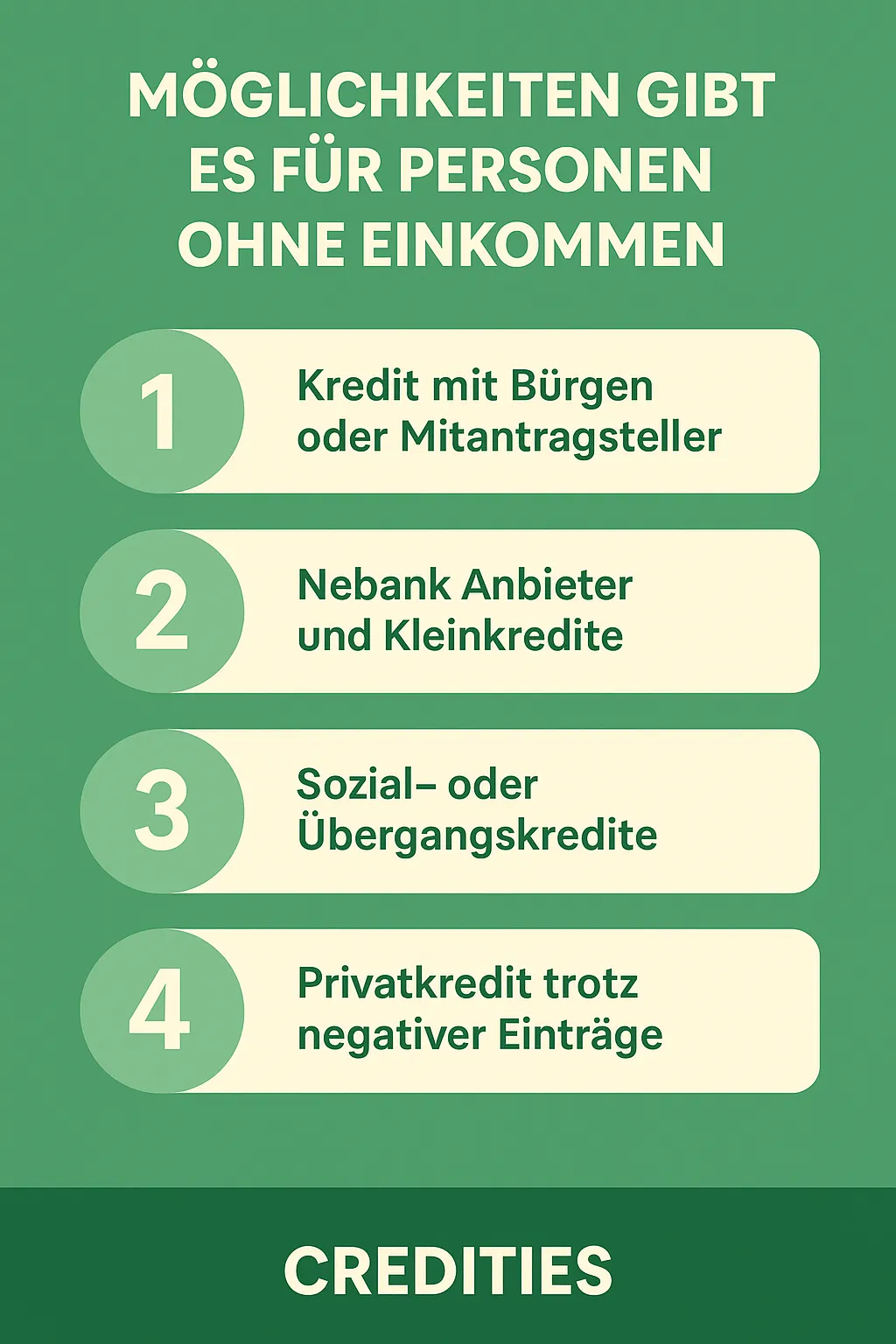 Welche Möglichkeiten gibt es für Personen ohne Einkommen?